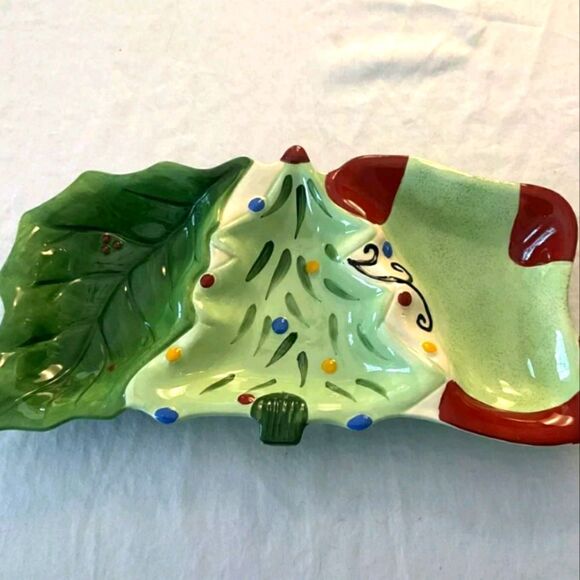 BRAND NEW CORSICA HOLIDAY  CHRISTMAS FIGURAL DEVIDED SERVING DISH TRAY PLATTER - Picture 1 of 12